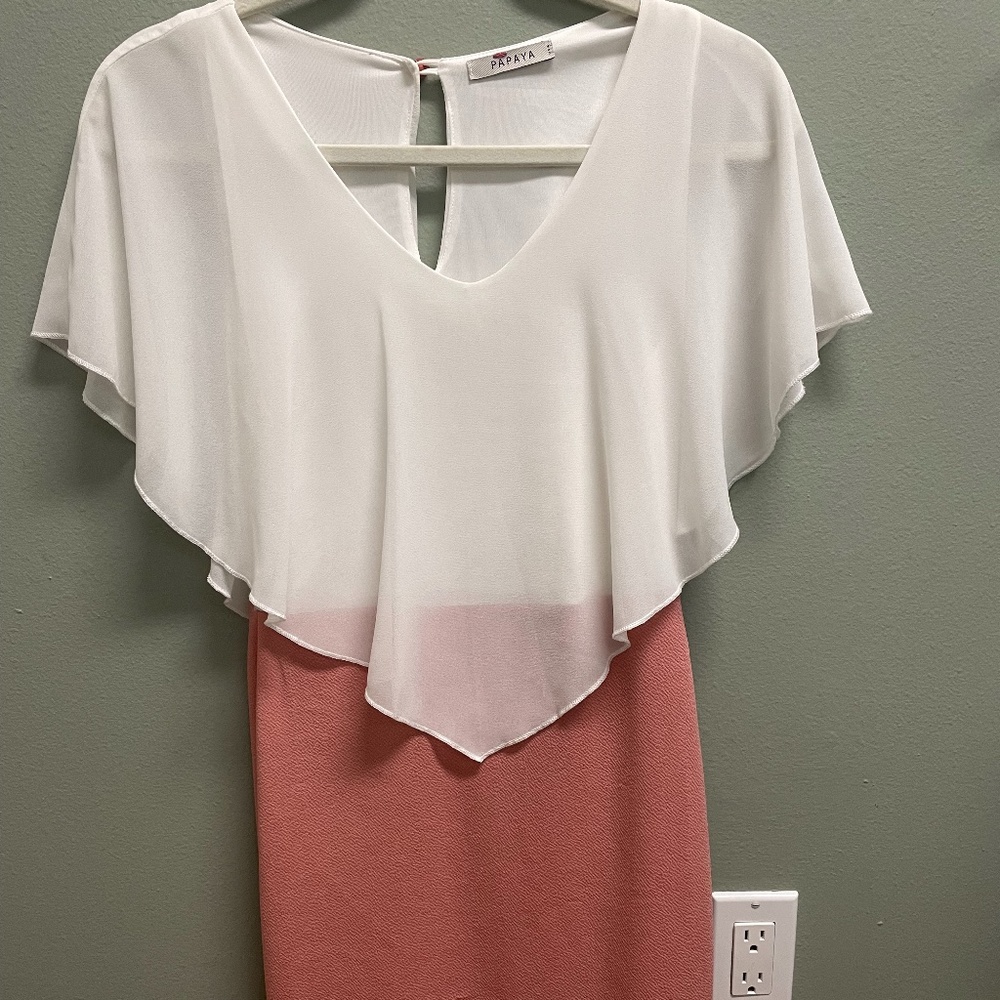 Papaya Pink & White Dress